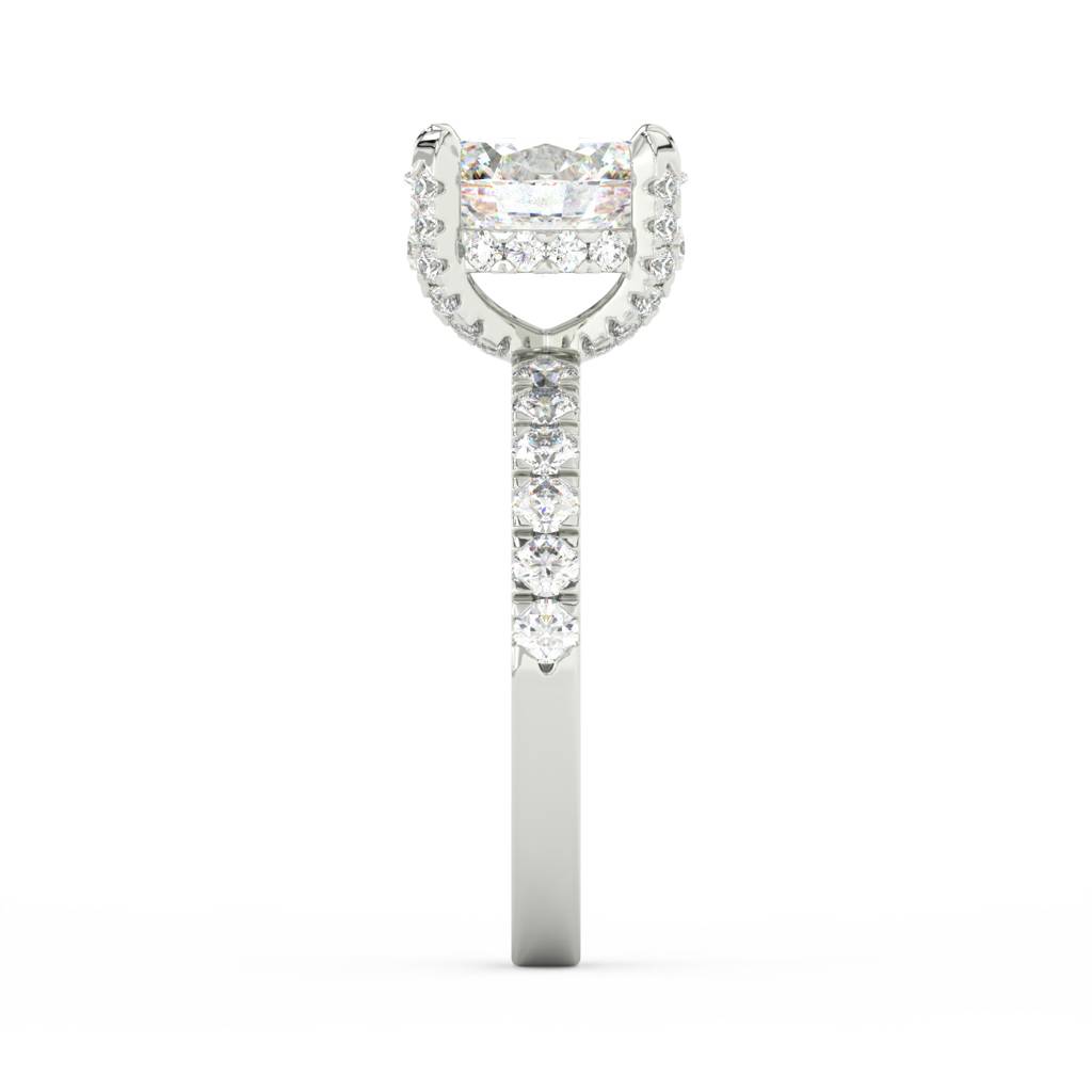 2Ct Oval Cut Moissanite Hidden Halo Engagement Ring 14K Gold Plated : FJ_033