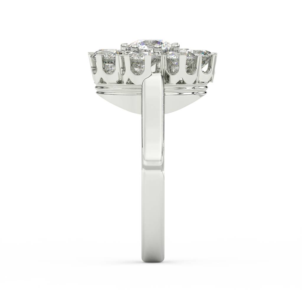 3Ct Round Cut Moissanite Women Cluster Engagement Ring 14K Gold Plated : FJ_022