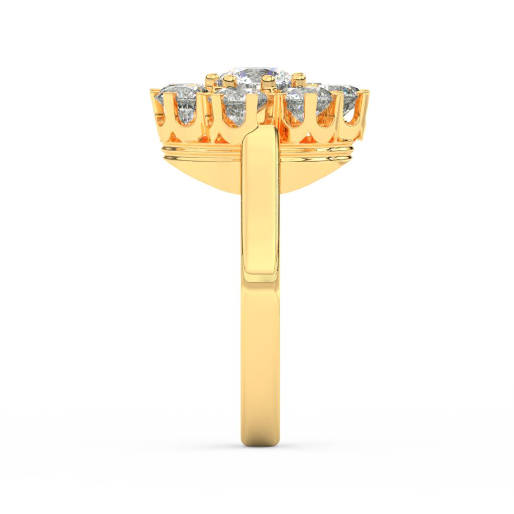 3Ct Round Cut Moissanite Women Cluster Engagement Ring 14K Gold Plated : FJ_022