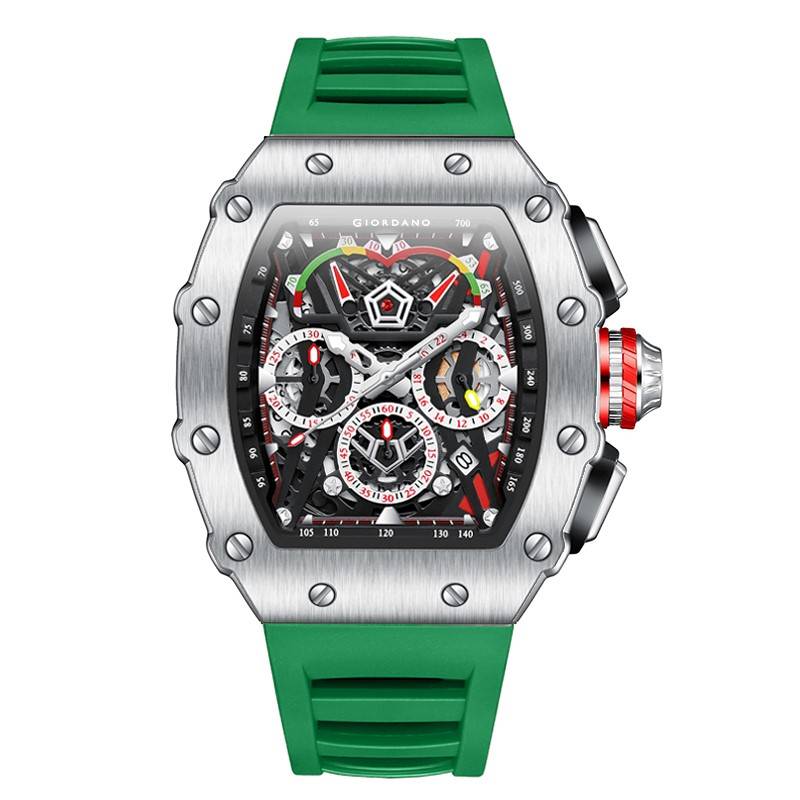 Giordano Multifunction Watch For Men With Day, Date, And 24-Hour Sub-Dial, Water Resistant Square Dial Unique De : GZ-50120-06