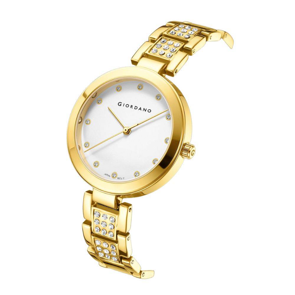 Giordano Eleganza Collection Analog Watch For Women With Crystal-Studded Strap & Diamond Indices - A2037 : A2037-22