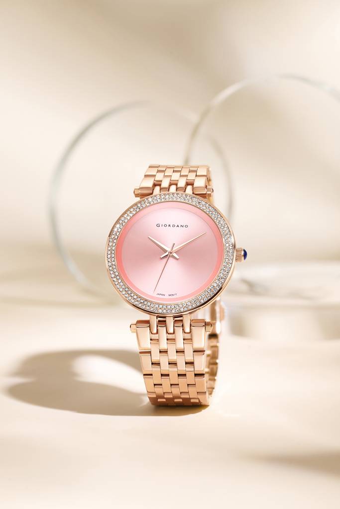 Giordano Classic Analog Watch For Women With Crystal-Studded Bezel And Stainless Steel Strap : GZ-60015-22