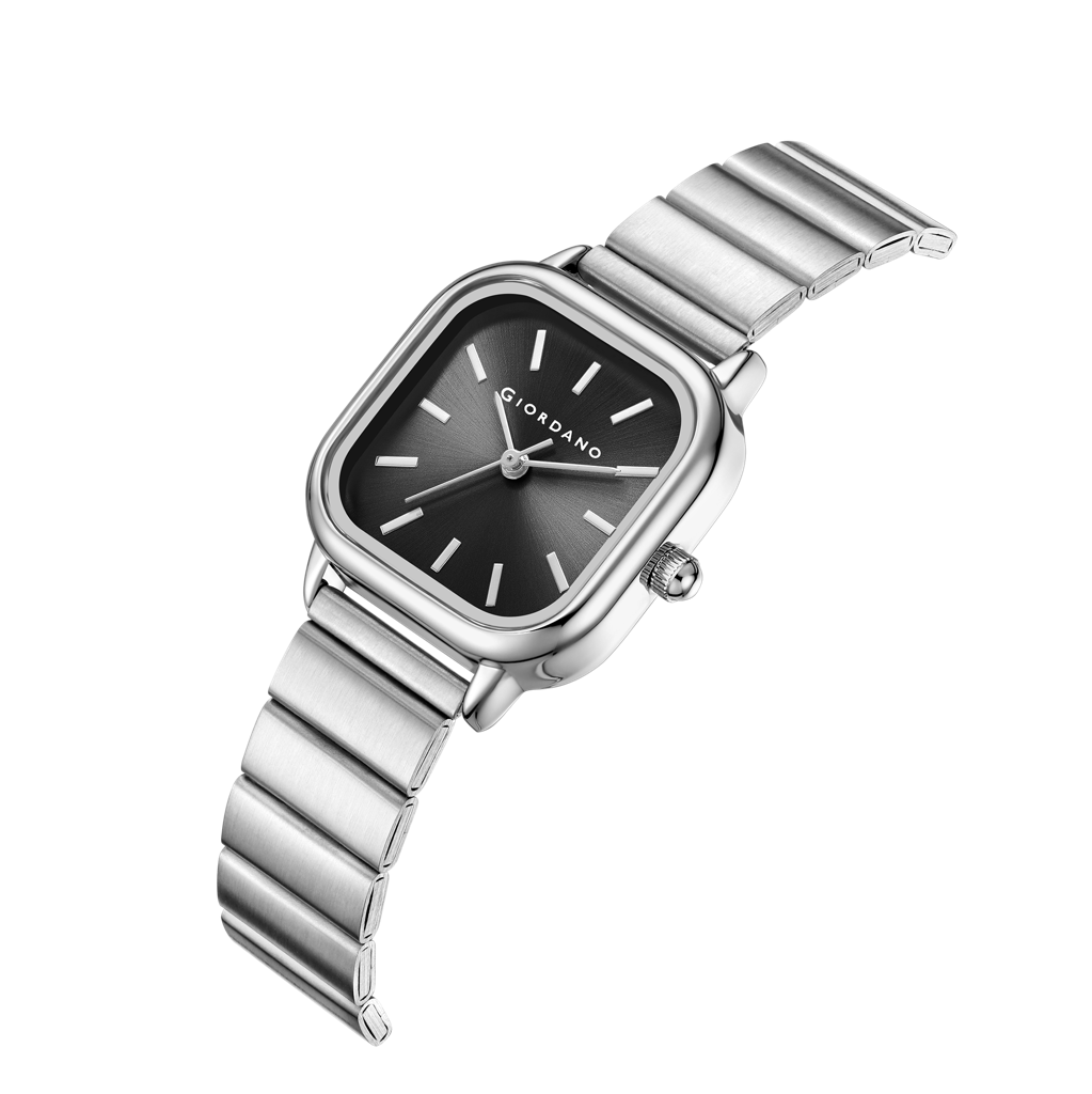 Giordano Classic Square Watch For Women Â Polished Stainless Steel Strap, Minimalist Compact Design-Gz-60098 : GZ-60098-11