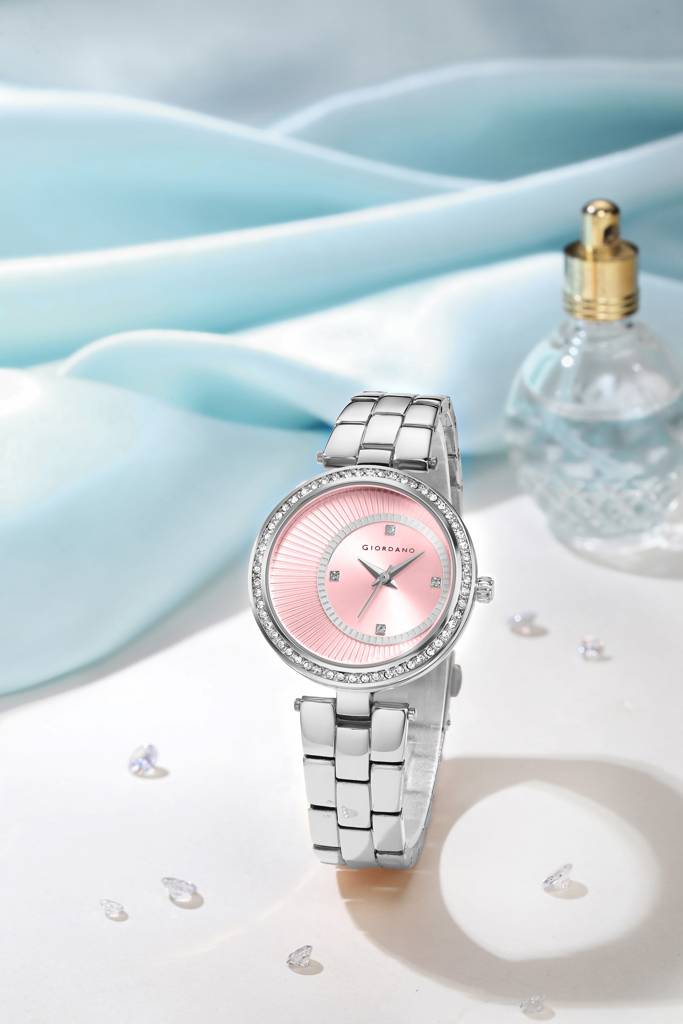 Giordano Unique Analog Watch For Women With Diamond Indices, Stainless Steel Strap And Crystal Embellished Bezel -  : A2056-22
