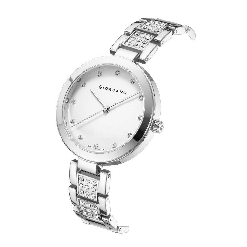 Giordano Eleganza Collection Analog Watch For Women With Crystal-Studded Strap & Diamond Indices - A2037 : A2037-11