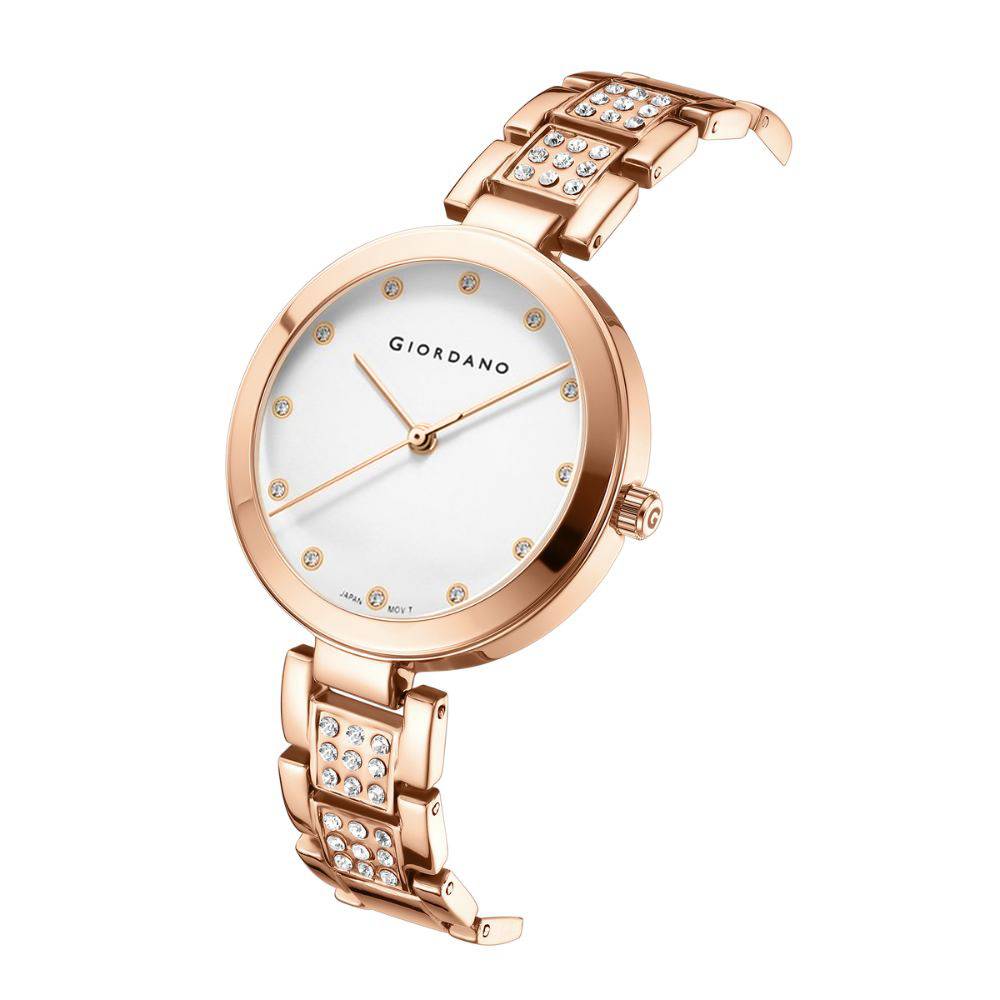 Giordano Eleganza Collection Analog Watch For Women With Crystal-Studded Strap & Diamond Indices - A2037 : A2037-33