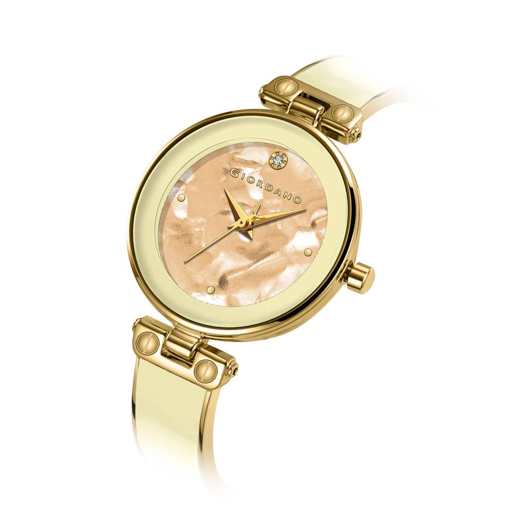 Giordano Designer Analog Watch For Women Â Glossy Round Dial & Bracelet Style Stainless Steel Strap-Gz-60099 : GZ-60099-77