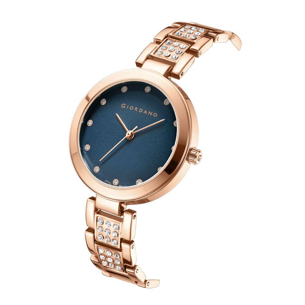 Giordano Eleganza Collection Analog Watch For Women With Crystal-Studded Strap & Diamond Indices - A2037 : A2037-44