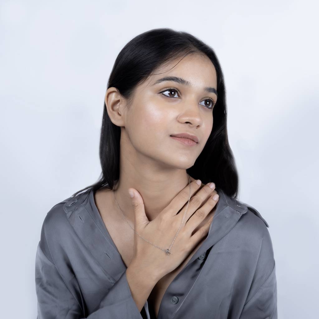 Radiant R Initial Necklace : IIN179