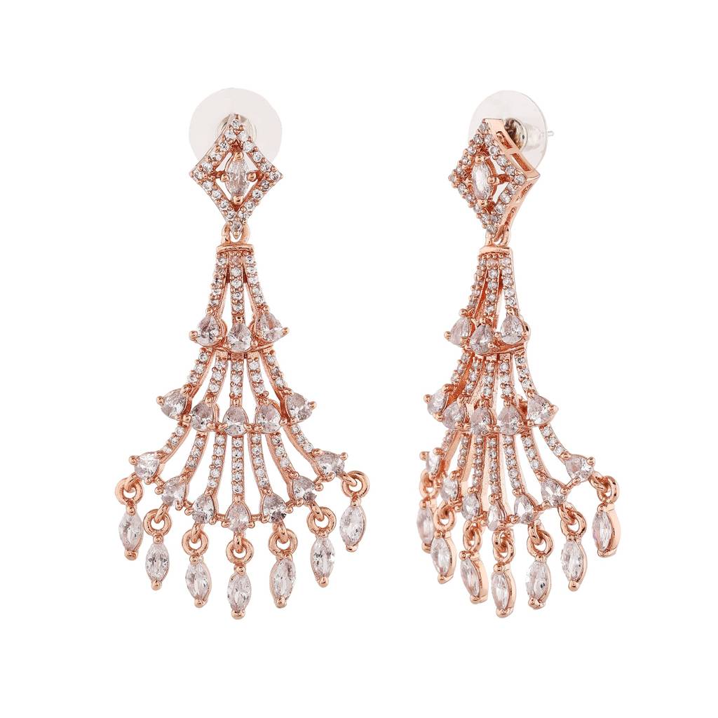 Estele Rose Gold Plated Cz Shimmering Earrings For Women : AD-113718-RGER