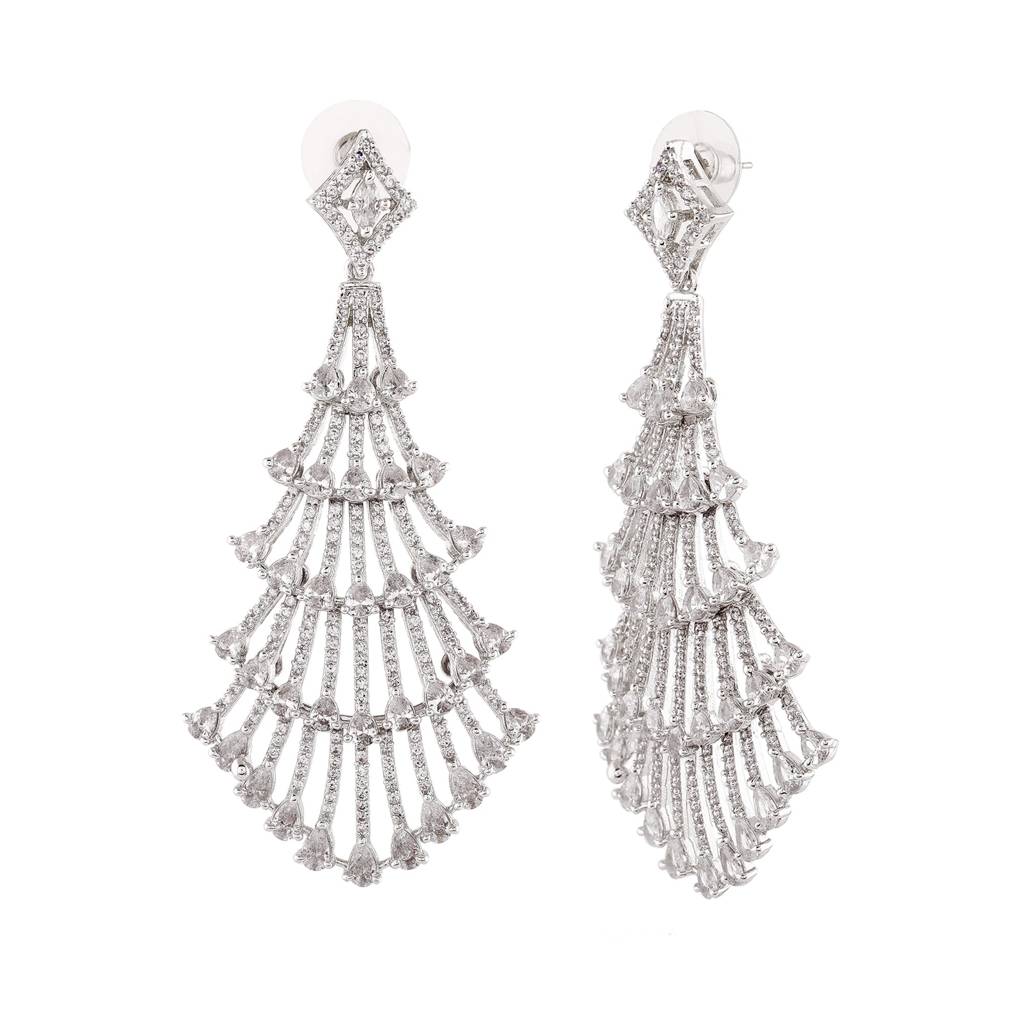 Estele Rhodium Plated Cz Sparkling Earrings For Women : AD-113717-IRER