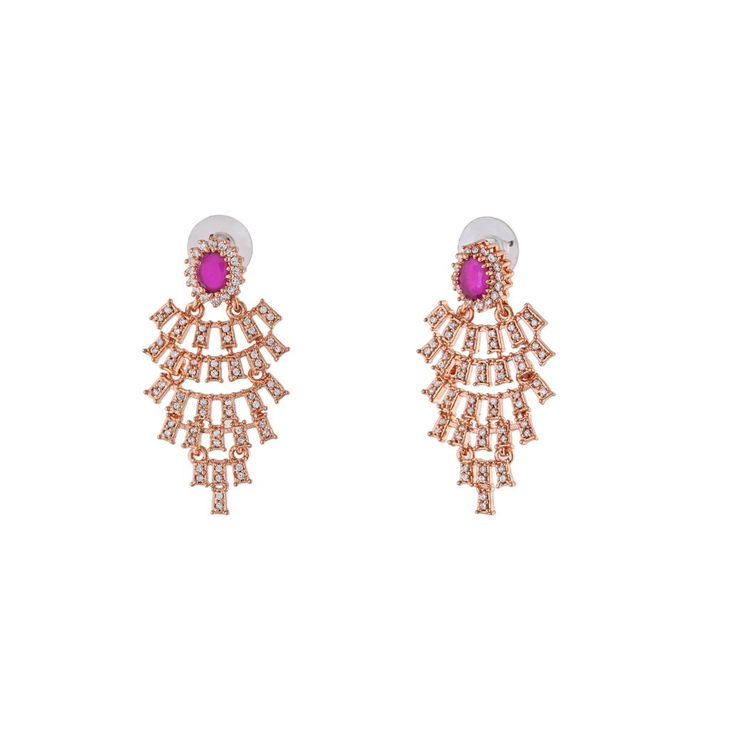 Estele Rose Gold Plated Cz Sparkling Earrings For Women : AD-113726-RGER