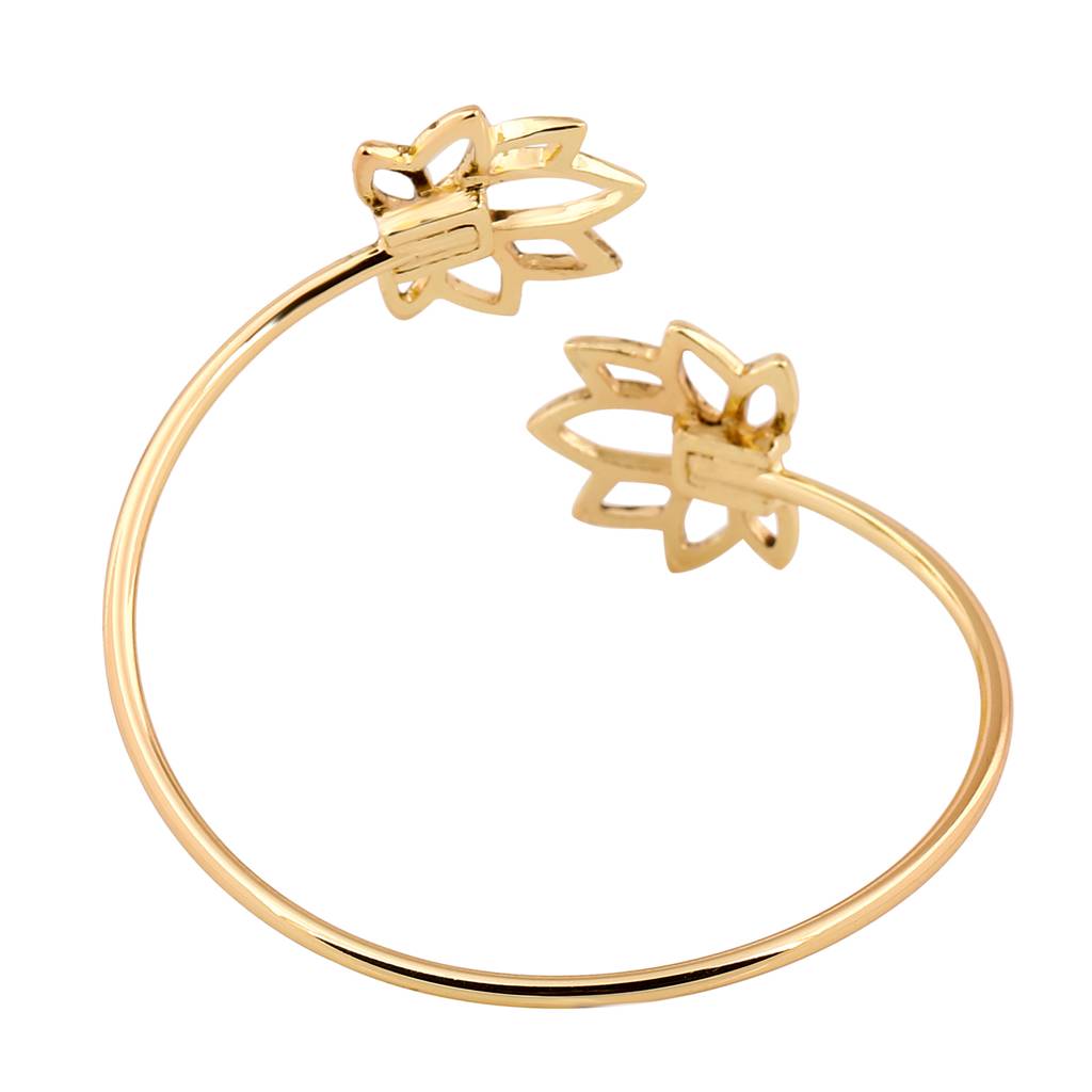 Estele Gold Plated Antique Floret Lotus Bracelet For Women : 102066-IGBR