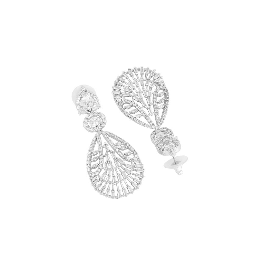 Estele Rhodium Plated Cz Dazzling Designer Earrings For Women : AD-114703-IRWEER