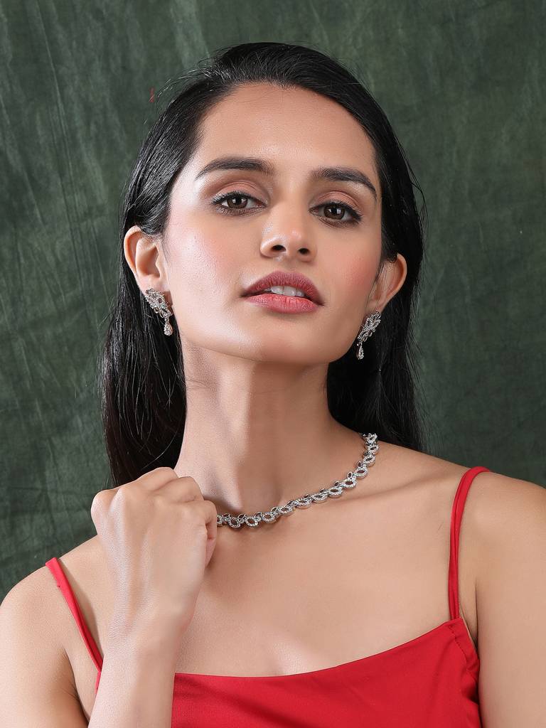 Ad Bela Necklace Set : AD133SILVER