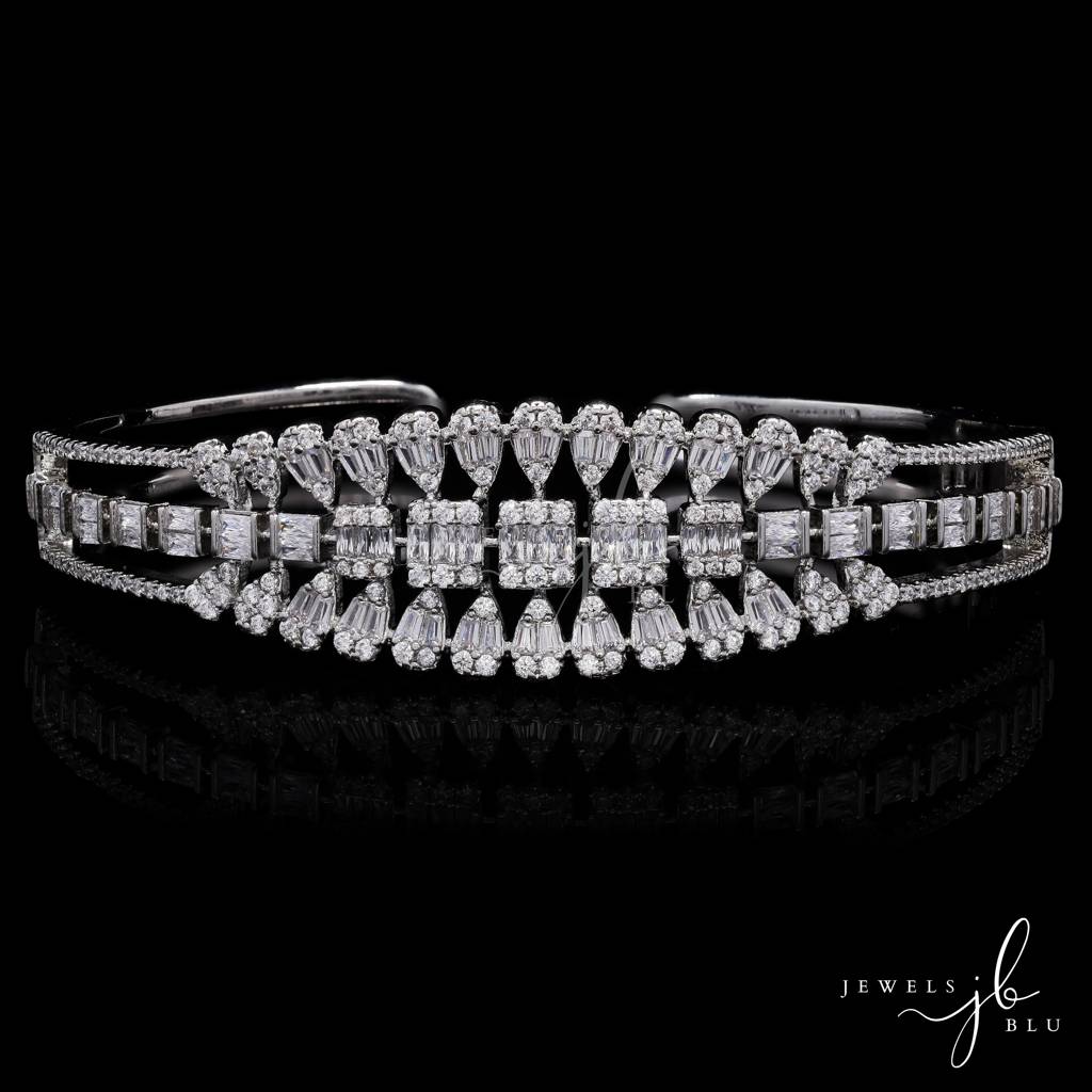 Premium American Diamond Baguette Pressure Setting Bridal Sia Openable Kada Bracelet : 400033