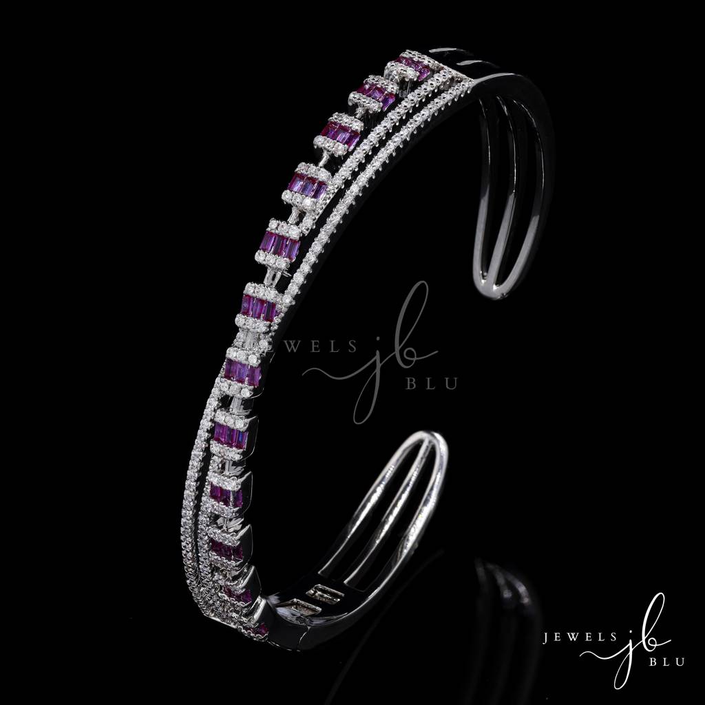 Premium American Diamond Studded Intertwined Debby Openable Bracelet With Ruby Detailing : 400041