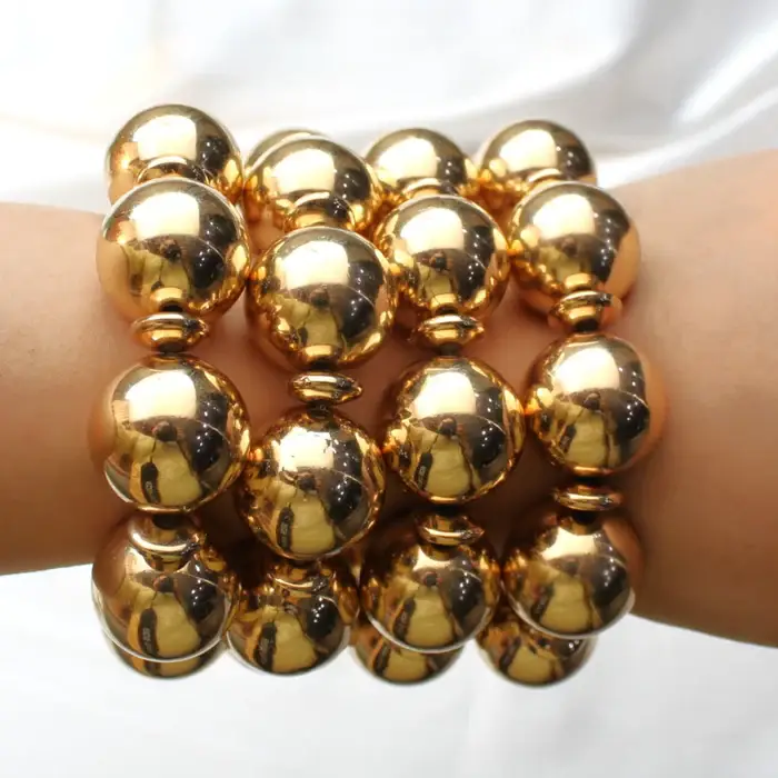 Tfc Bold Bead Gold Plated Bracelet Stack(Set Of 4) : 40108