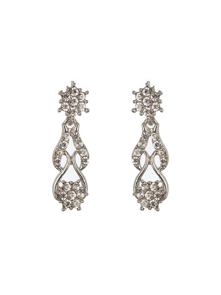 Rhodium-Toned, Rhodium-Plated & White Ad Studded Jewellery Set : 40263