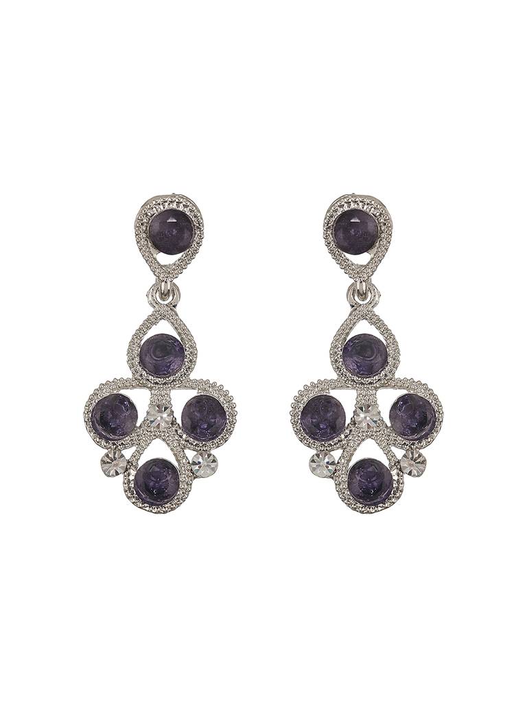 Silver-Plated Blue Ad-Studded Jewellery Set : 40339