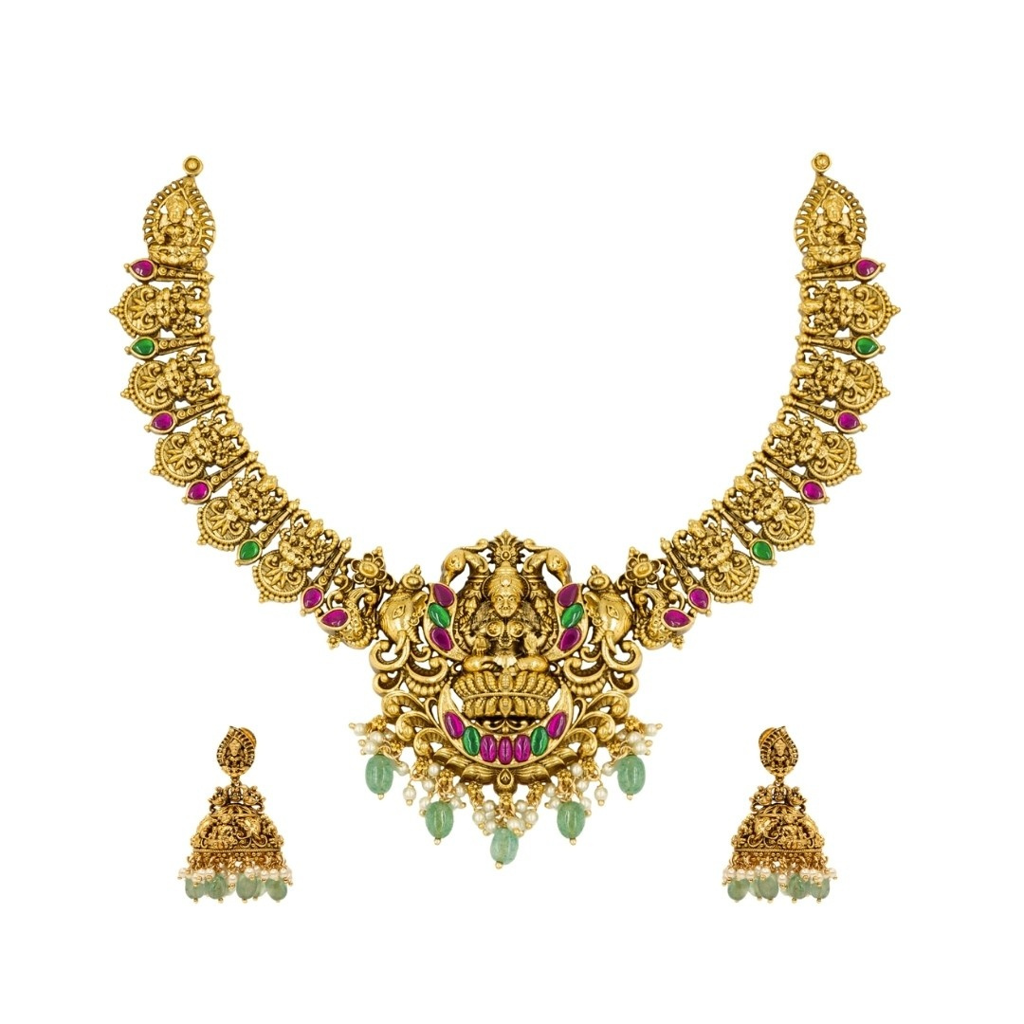 Anuradha Short Necklace Set  – 1 Gram Gold Plated Temple Jewellery : J-138