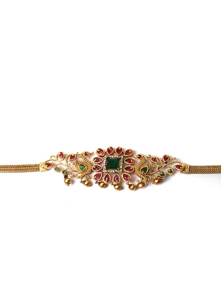 Ruby Green Kemp Peacock Choker Set : SATJS291