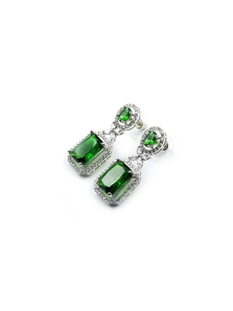 Sparkling Diamond Crystal Stud Earrings : ADEarrings9Green
