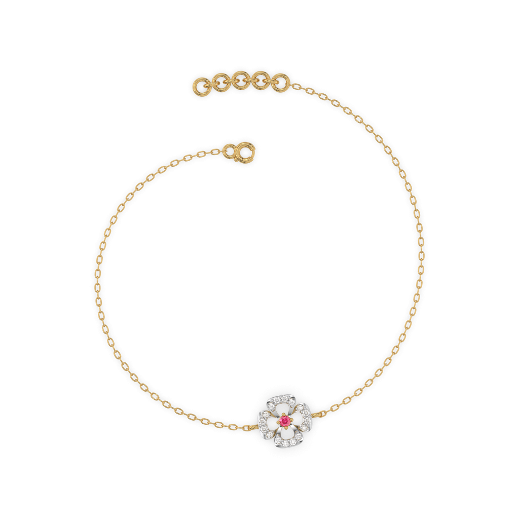 Grace Blossom - Lab Diamond & Ruby Bracelet : LLBR0101