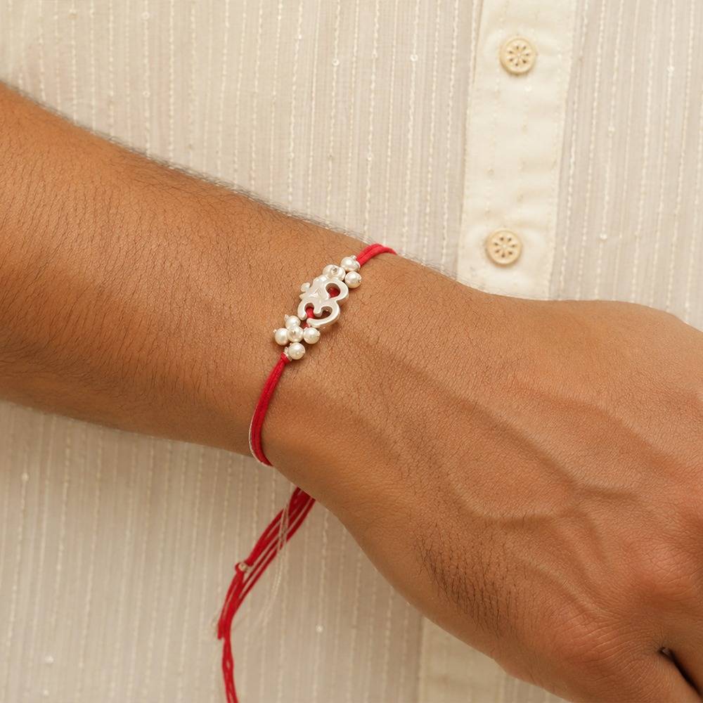 Pearl Om Blessing 925 Sterling Silver Rakhi : 1013383