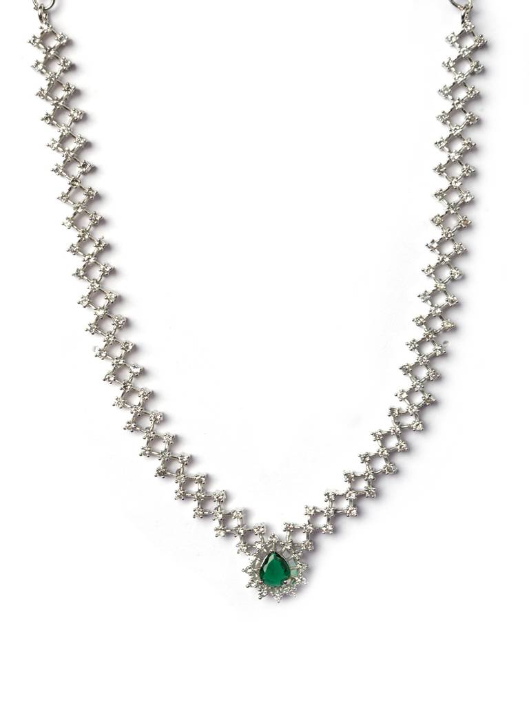 Handmade Sleek Ad Pendant Style Necklace Setâ : AD143GREEN