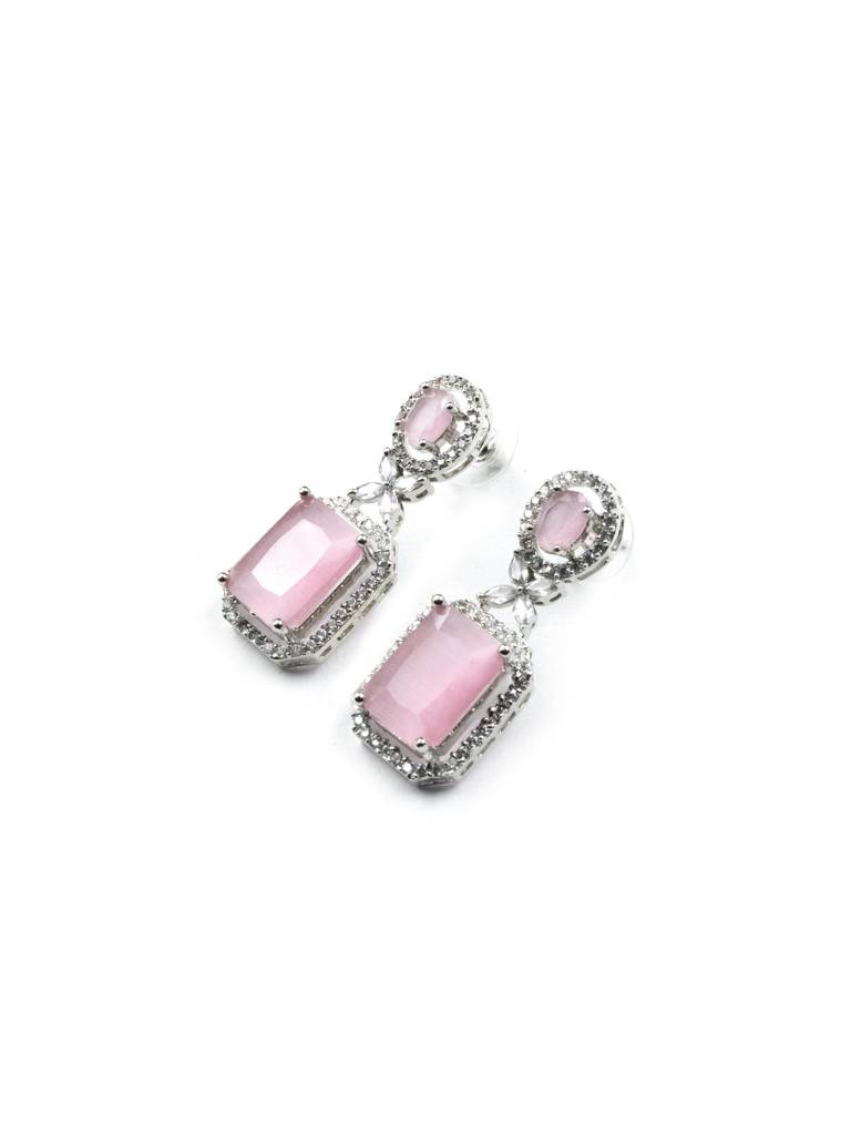 Sparkling Diamond Crystal Stud Earrings : ADEarrings9PastelPink