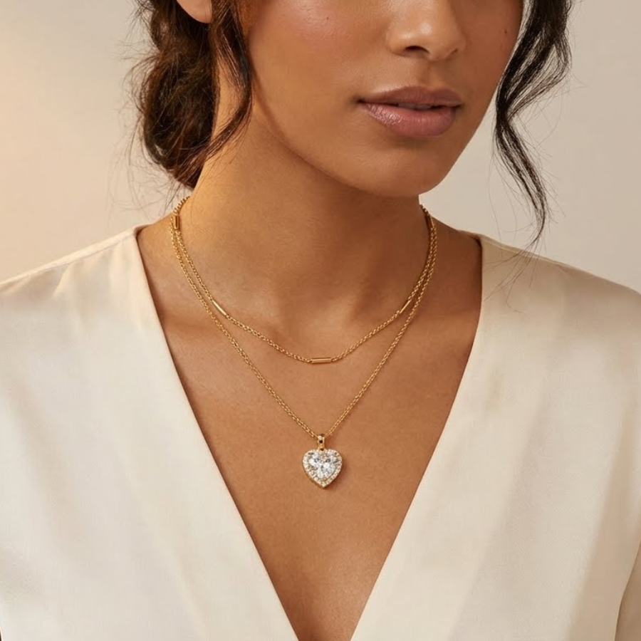 Double Layer Pendant Necklace For Women – Elegant Two Layer Chain Design With Minimal Modern Finish | Premium Eve : 5087100085