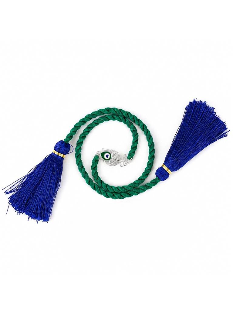 925 Sterling Silver Peacock Thread Rakhi For Brother : RKH-10116-O