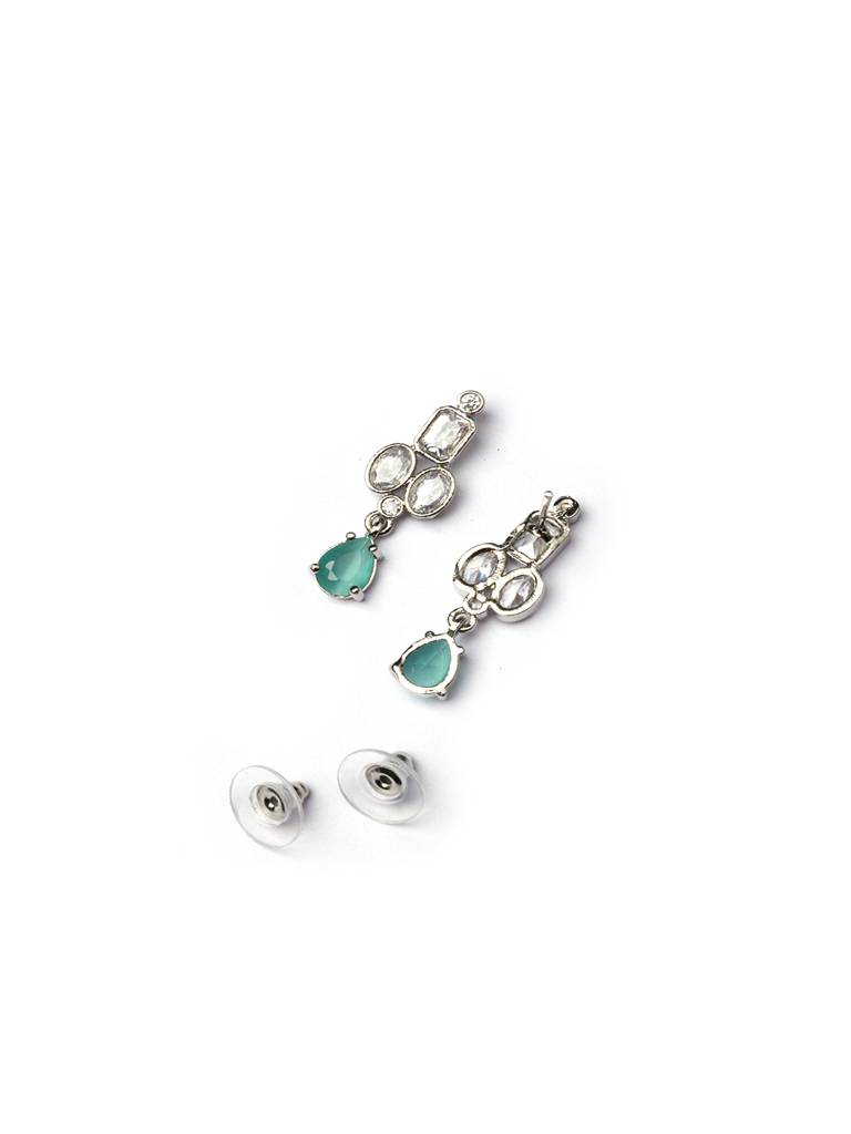 Sleek Silver Finish Ad Necklace Set-Ad145 : AD145MINT