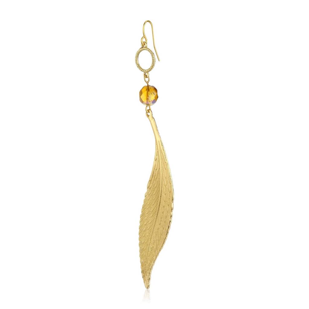 Estele Gold Plated Leaf Designer Dangle Earrings For Women : 429729ER