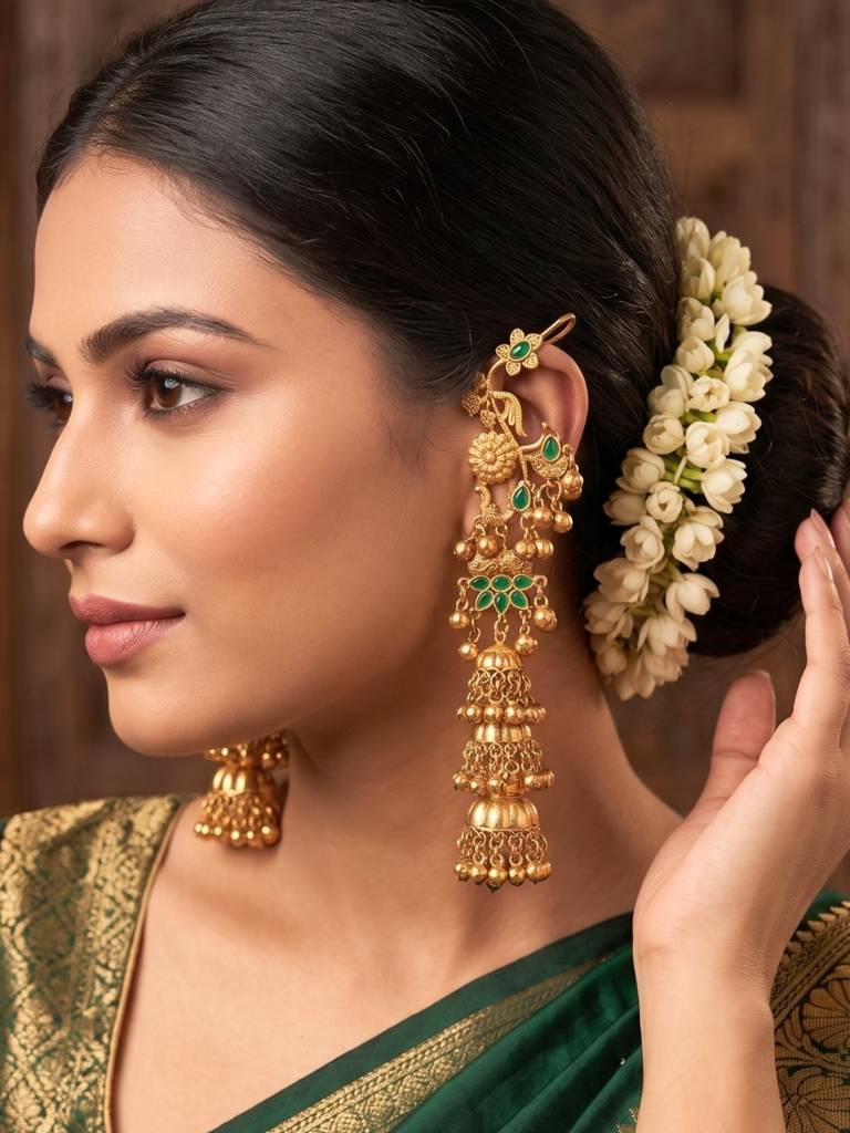 Kashmiri Drop Earrings Jhumkas : VI26EROX100362