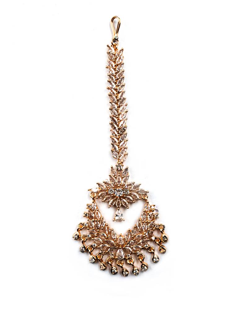 Trendy Plated Big Size Maangtikka With Ad & Cz Stones : ADMT04RG