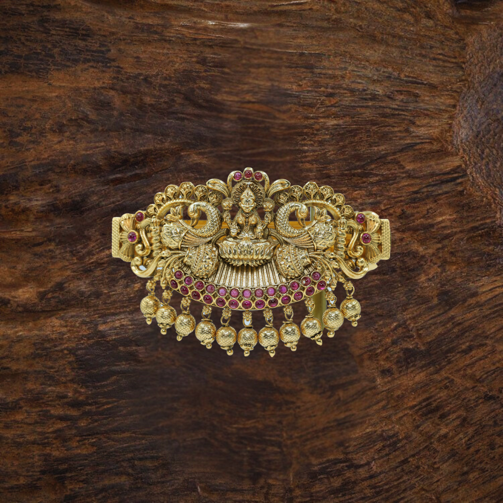 Divine Laxmi Temple Jewellery Hair Clip | Antique Gold Plated Traditional Design : V-1542