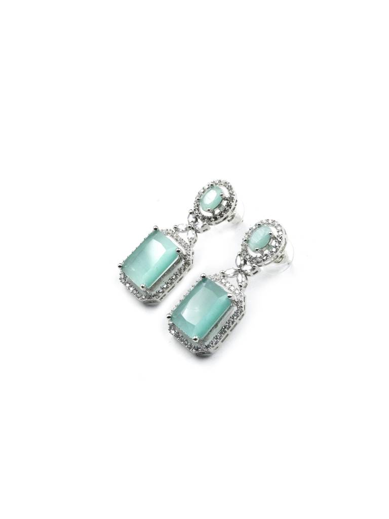 Sparkling Diamond Crystal Stud Earrings : ADEarrings9Mint