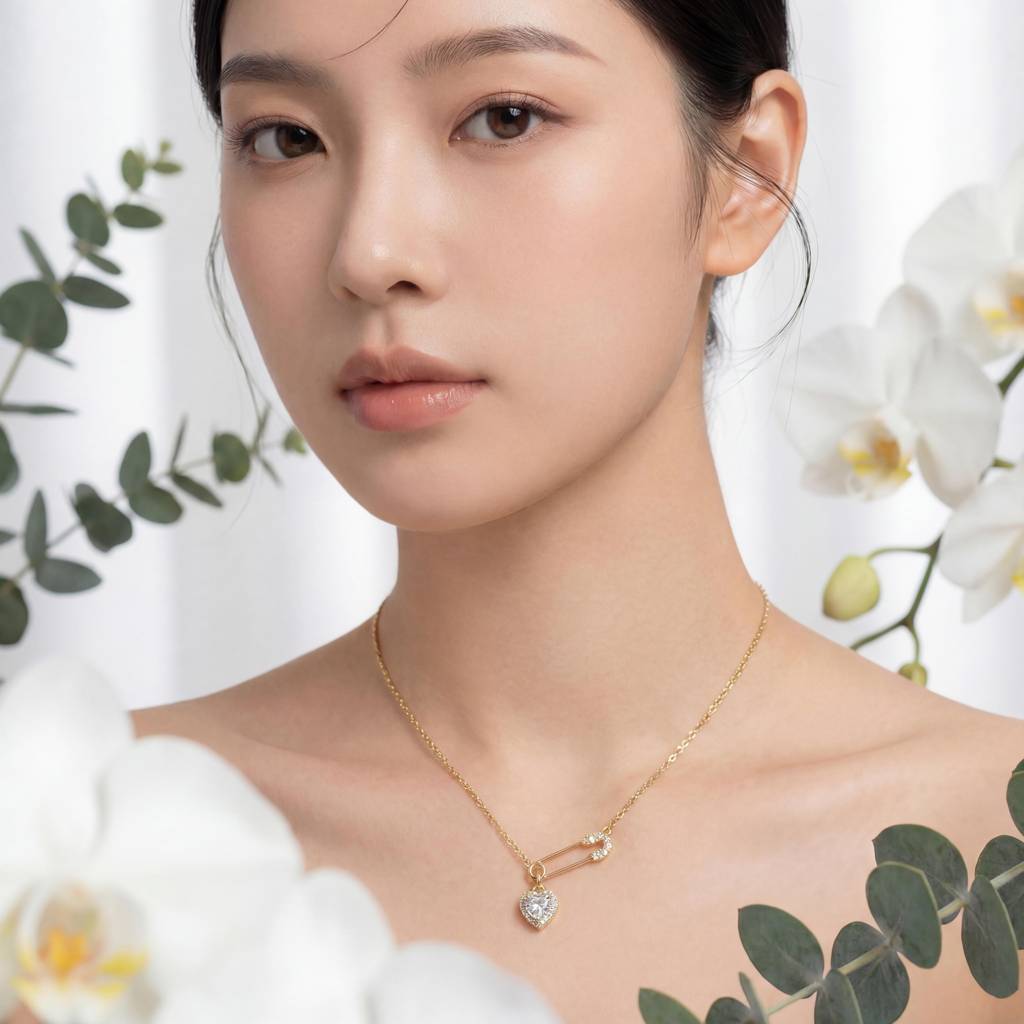 Secure Love Safety Pin & Heart Necklace : YUFSNL214