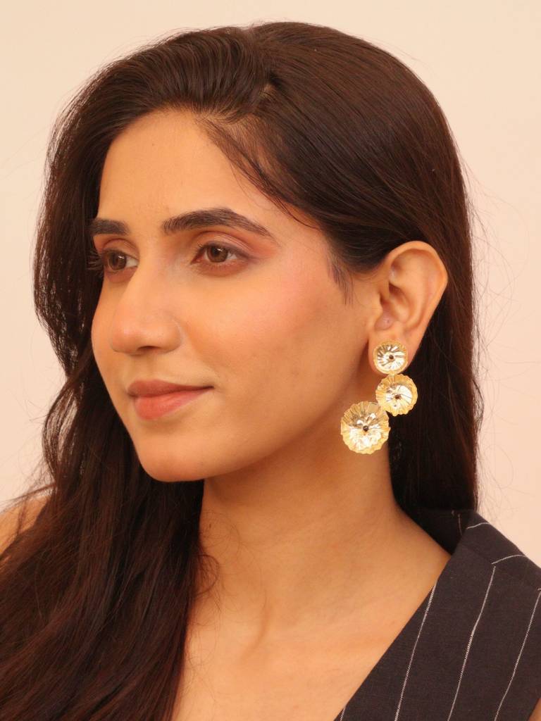 Gulkari Brass Earrings For Women 18K Gold Plated Handmade : BJV053