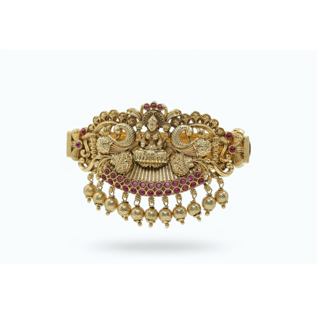 Divine Laxmi Temple Jewellery Hair Clip | Antique Gold Plated Traditional Design : V-1542