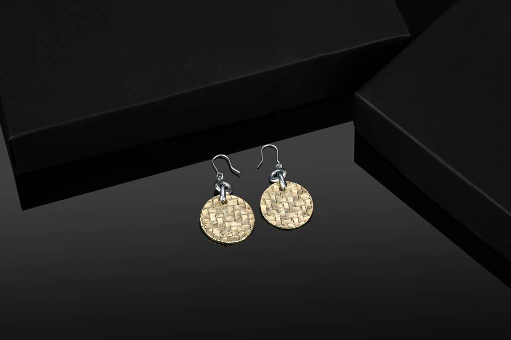 Estele Gold & Rhodium Plated Round Drop Earrings For Women : 449707ER