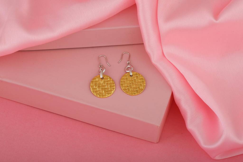 Estele Gold & Rhodium Plated Round Drop Earrings For Women : 449707ER