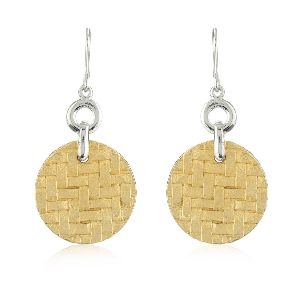 Estele Gold & Rhodium Plated Round Drop Earrings For Women : 449707ER