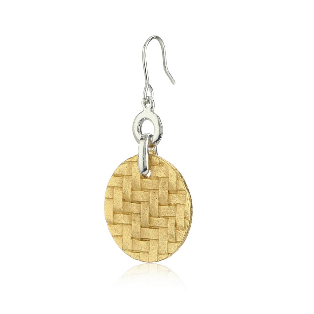 Estele Gold & Rhodium Plated Round Drop Earrings For Women : 449707ER