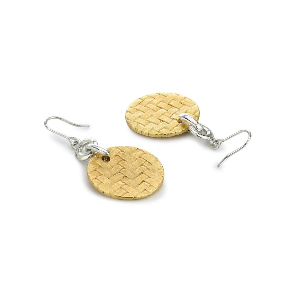 Estele Gold & Rhodium Plated Round Drop Earrings For Women : 449707ER