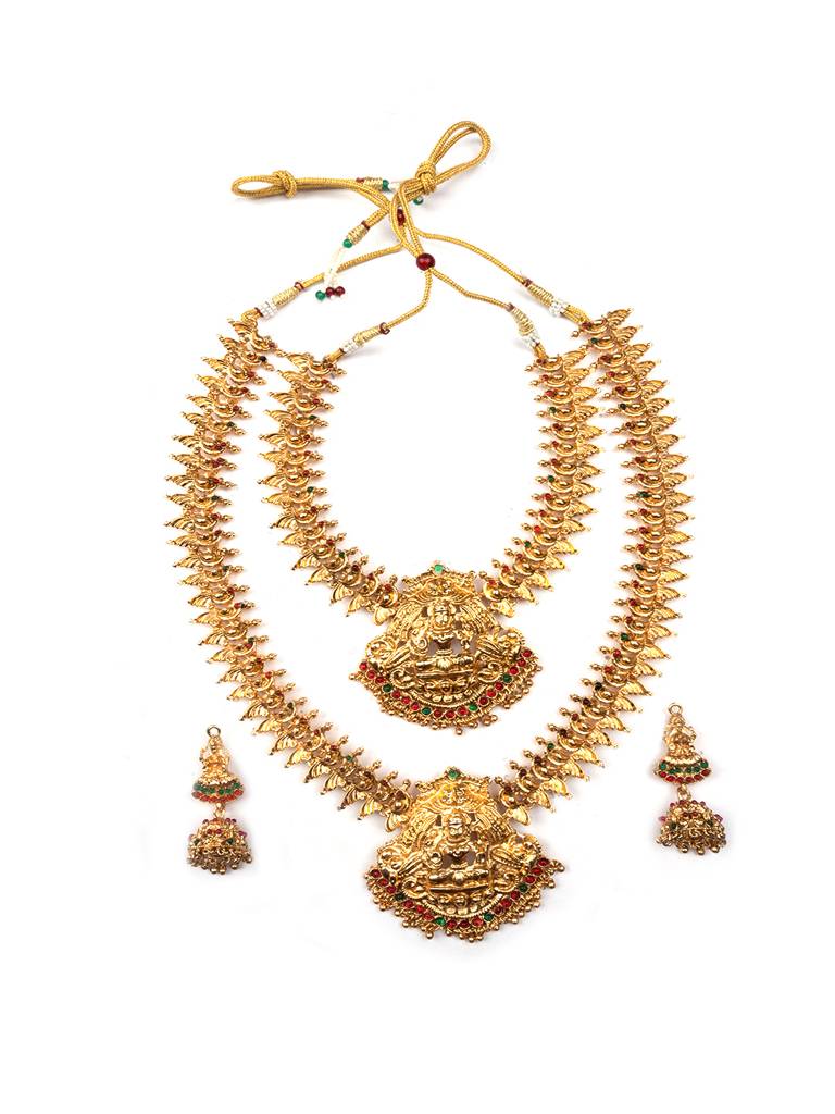 Luxurious Gold Plated Laxmi Combo Jewelry Set : SATJS298
