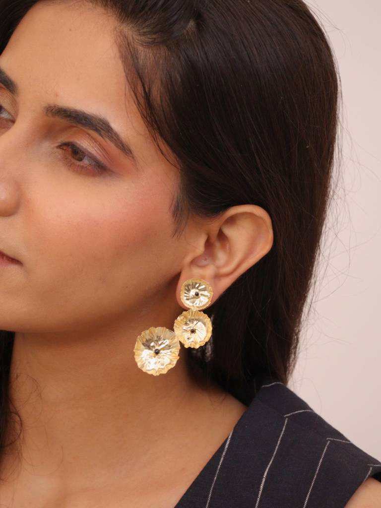 Gulkari Brass Earrings For Women 18K Gold Plated Handmade : BJV053