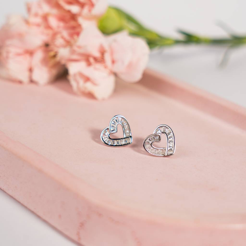 Sweetheart: 925 Sterling Silver Heart Earrings For Women : 45EA